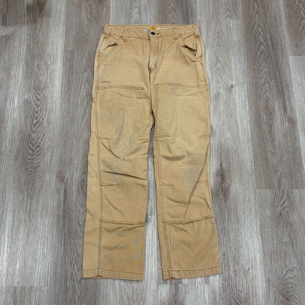 Carhartt Mens Brown Rugged Flex Rigby Double Knee Utility Work Pants Size 30x30